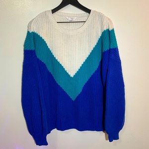 White, Green, And Blue Knit Sweater Size XXL